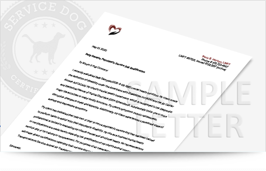 Psychiatric Service Dog Letter